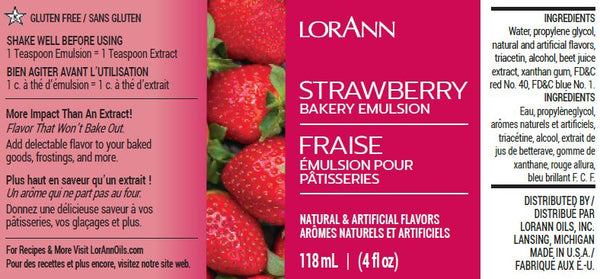 LorAnn Strawberry, Bakery Emulsion 4 oz.