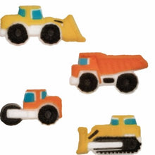 Load image into Gallery viewer, Construction Assortment Edible Sugar Decorations Truck Toppers