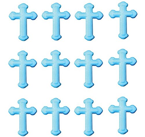 Blue Small Cross Religious Baptism Edible Sugar Decorations Toppers