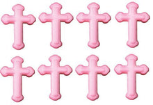 Load image into Gallery viewer, Pink Small Cross Religious Baptism Edible Sugar Decorations Toppers