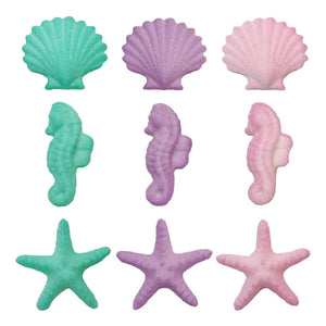 Seahorses Starfish Shells Colored Edible Sugar Decorations Beach Toppers