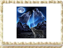 Load image into Gallery viewer, Wolf Wolves Howling Edible Cake Image Party Topper Decoration- 1/4 Sheet