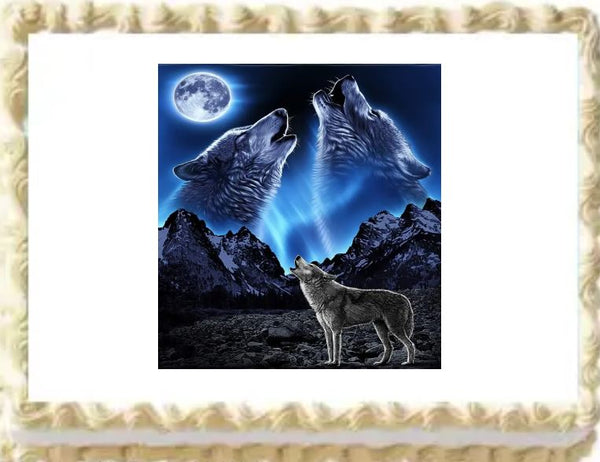 Wolf Wolves Howling Edible Cake Image Party Topper Decoration- 1/4 Sheet