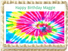 Load image into Gallery viewer, Tie Dye Hippie  Personalized Edible Cake Image Party Topper Decoration- 1/4 Sheet p11