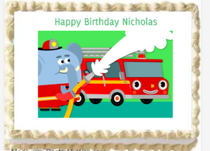 Fire Truck Personalized Edible Cake Image Party Topper Decoration- 1/4 Sheet p12