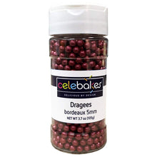 Load image into Gallery viewer, Bordeaux Maroon Dragees Celebakes by CK Products 5mm 3.7 oz