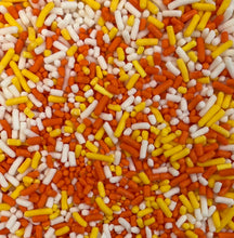 Load image into Gallery viewer, Candy Corn Mix Halloween Thanksgiving  Edible Confetti Quins Sprinkle Mix