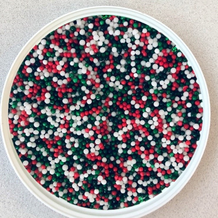 Red Green White Christmas Nonpareils Confetti Edible Sprinkle Mix