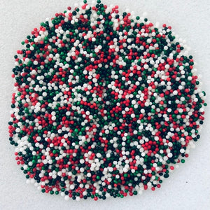 Red Green White Christmas Nonpareils Confetti Edible Sprinkle Mix