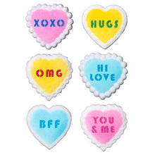Load image into Gallery viewer, Message Hearts Assortment Valentines Day Edible Sugar Decorations Toppers