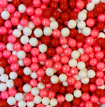 Load image into Gallery viewer, Red Pink White Large Pearls Valentines Day Edible Confetti Sprinkle Mix