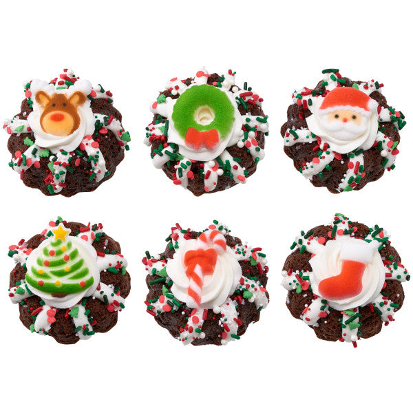 Deluxe Holly Jolly Christmas Holiday Assortment Edible Sugar Decorations Toppers