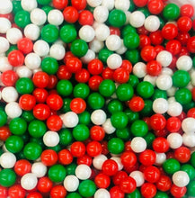 Load image into Gallery viewer, Large Red Green White Christmas Pearls Mix Edible Confetti Sprinkle Mix