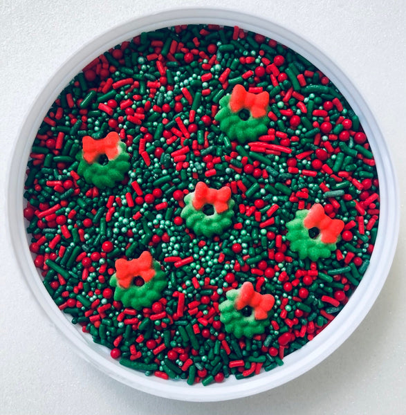 Holiday Wreath Christmas Holiday Edible Confetti Sprinkle Mix