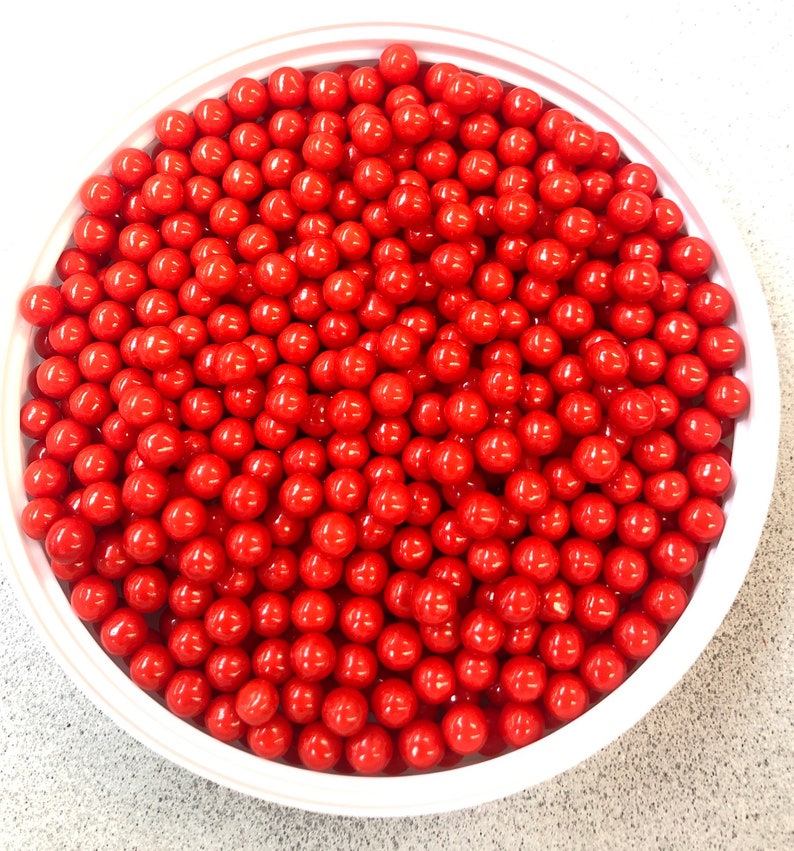 Red Pearls Edible Sprinkles Decorations Dragees 8mm