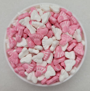 Pink & White Baby Feet Thick Edible Confetti Quins Sprinkle Mix
