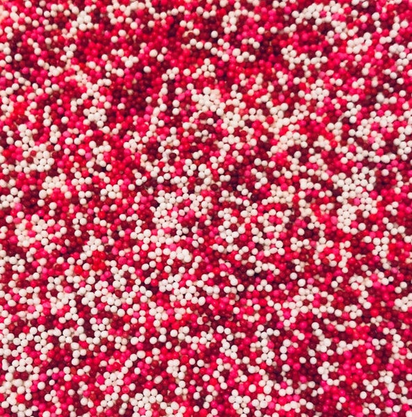 Red Pink White Valentine's Day  Nonpareils Confetti Edible Sprinkle Mix