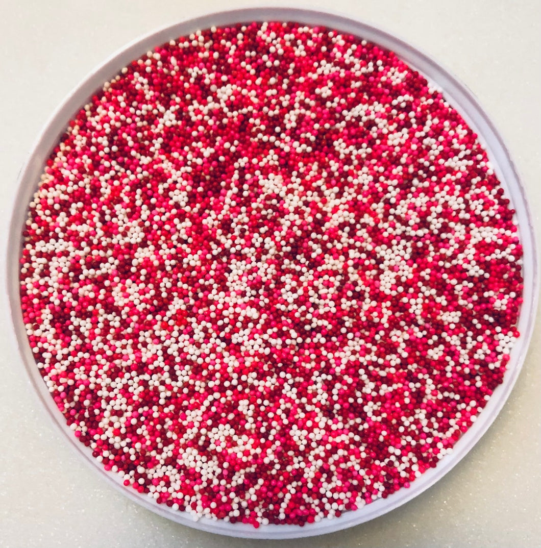Red Pink White Valentine's Day  Nonpareils Confetti Edible Sprinkle Mix