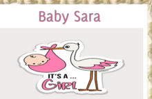 Load image into Gallery viewer, Baby Girl Stork Personalized Edible Cake Image Party Topper Decoration- 1/4 Sheet p3