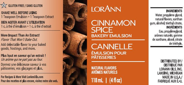 LorAnn Cinnamon Spice, Bakery Emulsion 4 oz.