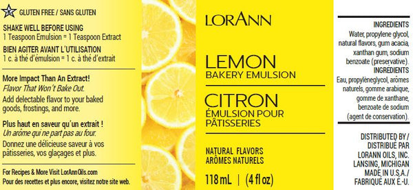 LorAnn Lemon, Bakery Emulsion 4 oz.