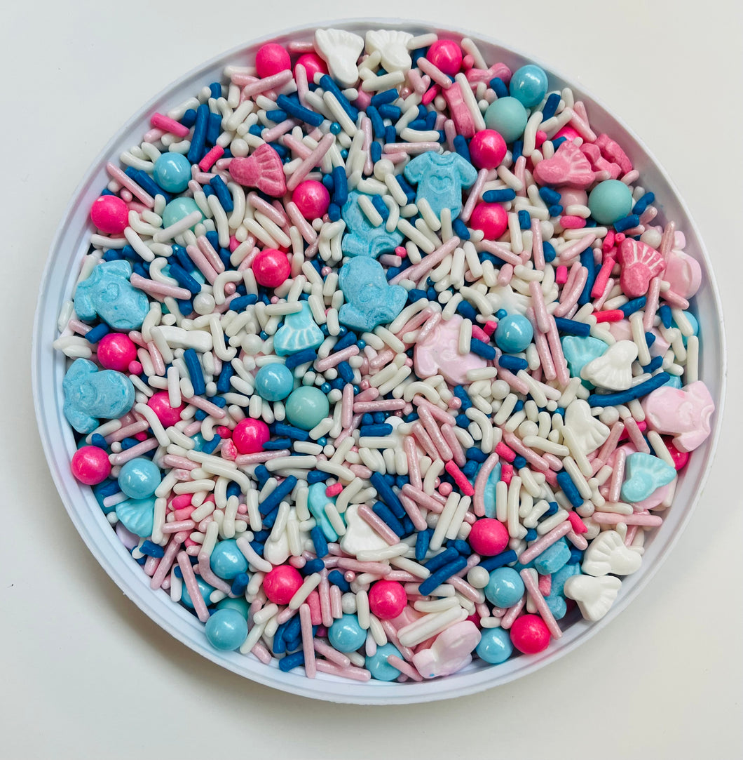 Pink And Blue Baby Onsies And Baby Feet Edible Confetti Sprinkle Mix