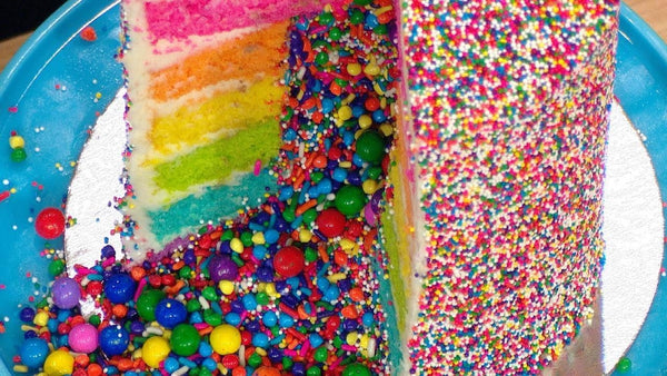 Bright Rainbow Spill Pinata Cake Confetti Sprinkles and Nonpareil Mix For Cake-20 Oz Recipe Included
