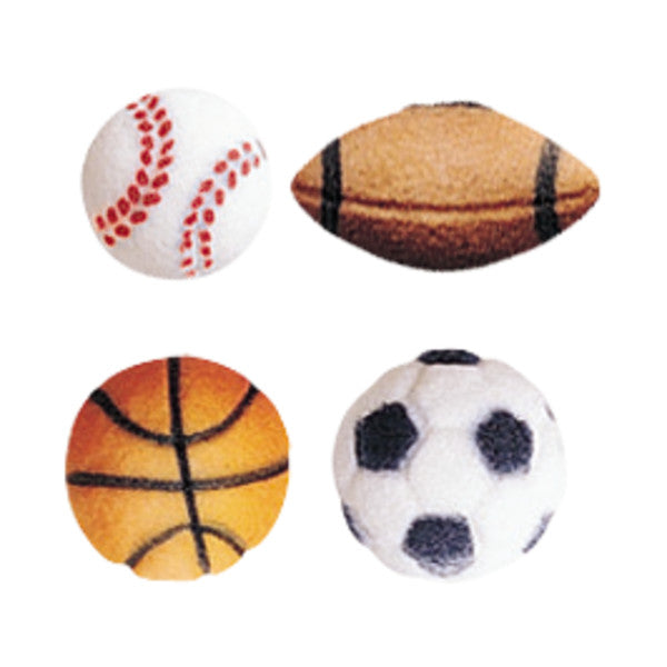Sports Balls Assortment Edible Sugar Decorations Toppers