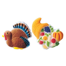 Load image into Gallery viewer, Turkey &amp; Cornucopia Thanksgiving Autumn Edible Assortment Sugar Decorations Toppers