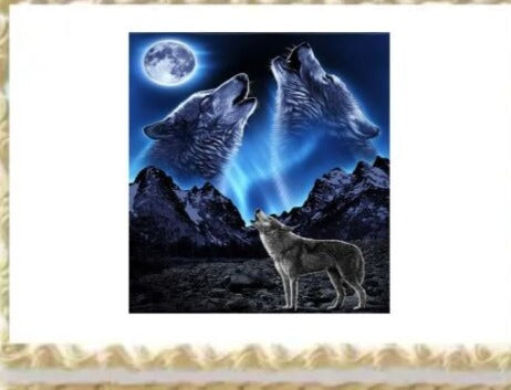 Wolf Wolves Howling Edible Cake Image Party Topper Decoration- 1/4 Sheet