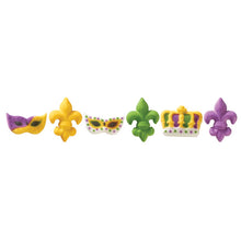 Load image into Gallery viewer, Mardi Gras Party Assortment Edible Sugar Decorations Toppers